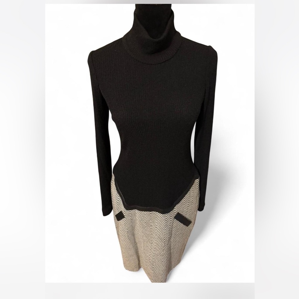 Muse Black and Cream Turtleneck Sweater